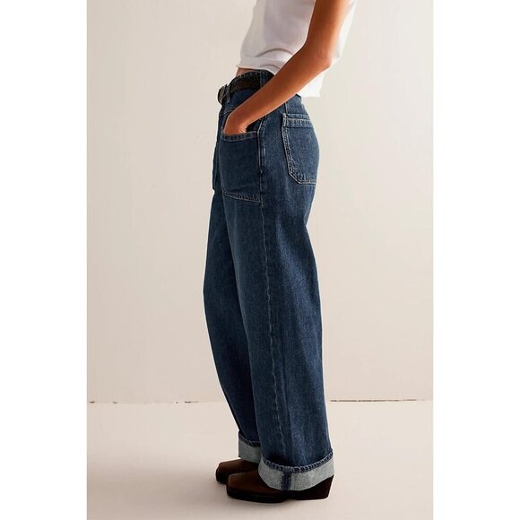 Women's High Waisted Straight Leg Baggy Jeans Casual Trendy Cargo Pants - Picture 2 of 5